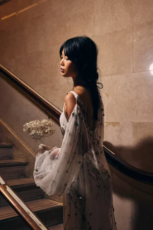SILVER GILDED LEAVES DRESS