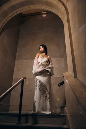 SILVER GILDED LEAVES DRESS