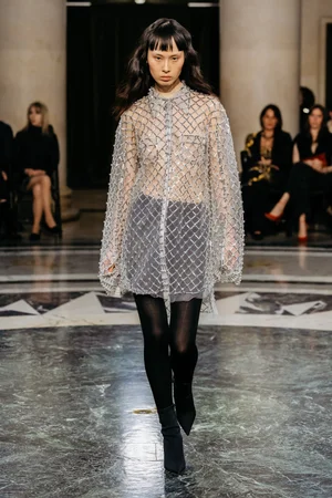 XL CRYSTAL GRID SHIRT DRESS