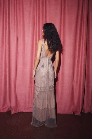 SILVER BLUSH DECO DEVIUM DRESS