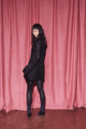 DENTELLE GRANDE 3D NOIR JACKET DRESS