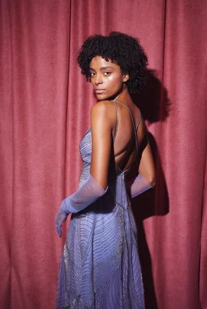 BLUE IRIS DECO DEVIUM DRESS