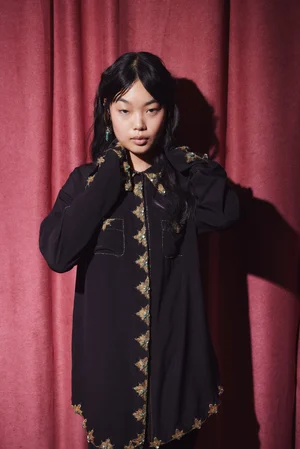 CABOCHON MEDALLION SHIRT DRESS