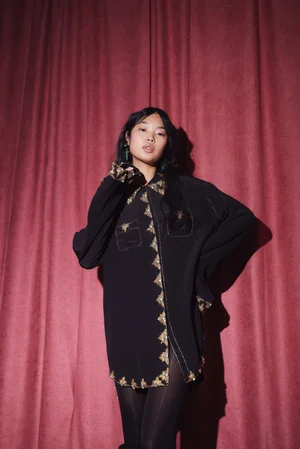 CABOCHON MEDALLION SHIRT DRESS