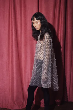 XL CRYSTAL GRID SHIRT DRESS