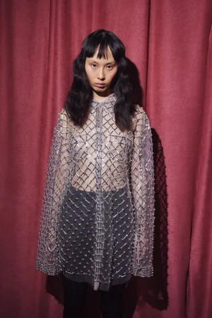 XL CRYSTAL GRID SHIRT DRESS