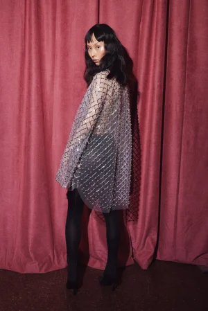 XL CRYSTAL GRID SHIRT DRESS