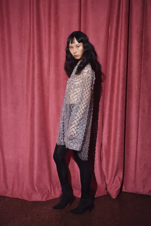 XL CRYSTAL GRID SHIRT DRESS