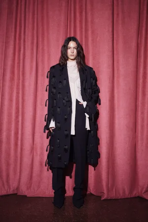 FEATHER FRINGE COAT SHIRT DRESS AND SCARF