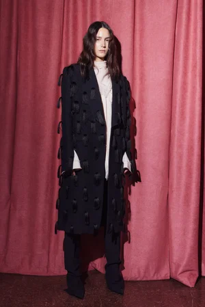 FEATHER FRINGE COAT SHIRT DRESS AND SCARF