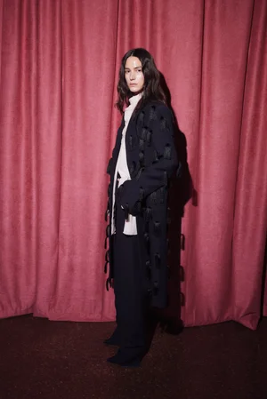FEATHER FRINGE COAT SHIRT DRESS AND SCARF