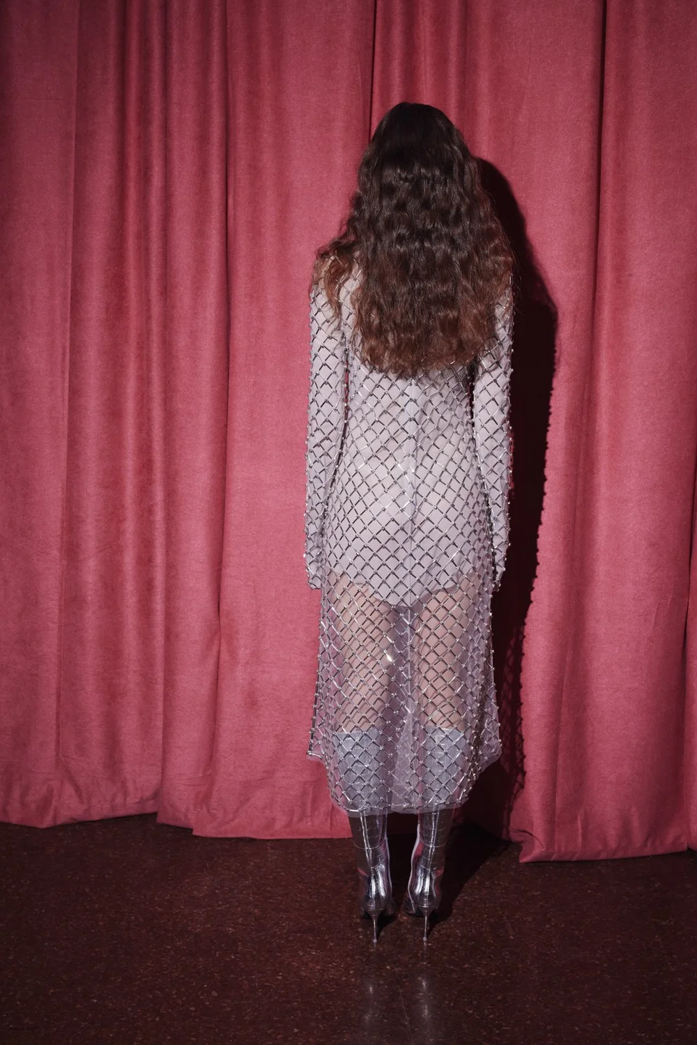 crystal embroidered grid cocktail dress Cady Sheath Cocktail Dress With Morning Glory Lattice Embroidery And Draped  Sleeves main image 0
