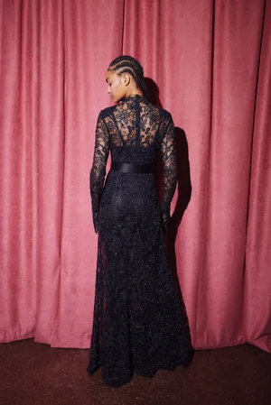 NAVY DENTELLE GRANDE DRESS