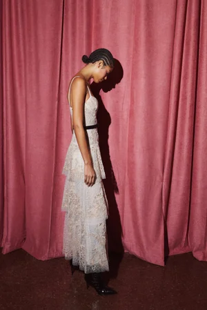 COAT AND DENTELLE CINQ DRESS