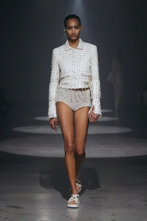 ASYMMETRIC FRINGE JACKET AND SHORTS