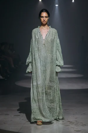 BYZANTINE BORDERS CAPED DRESS