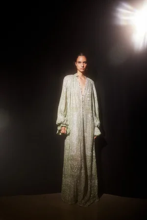 BYZANTINE BORDERS CAPED DRESS