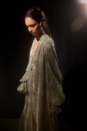 BYZANTINE BORDERS CAPED DRESS