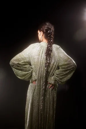 BYZANTINE BORDERS CAPED DRESS