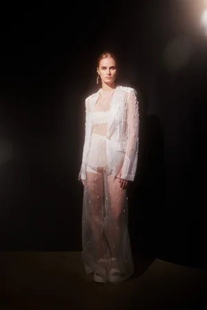 ASYMMETRIC PEARLS DEGRADÉ SUIT