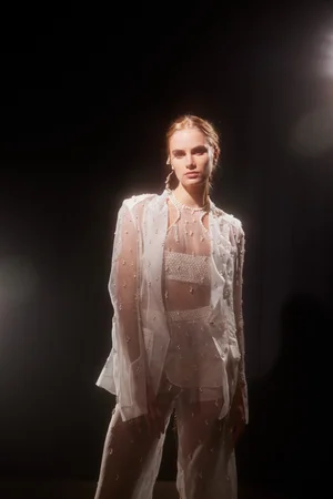 ASYMMETRIC PEARLS DEGRADÉ SUIT