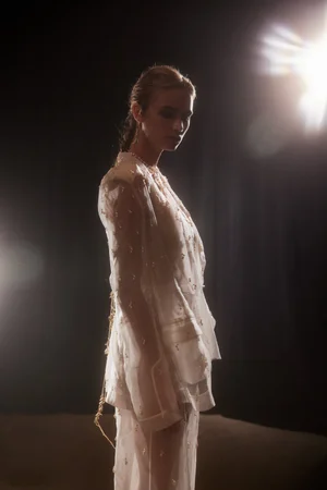 ASYMMETRIC PEARLS DEGRADÉ SUIT