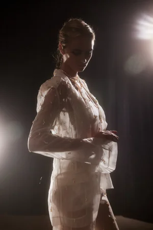 ASYMMETRIC PEARLS DEGRADÉ SUIT