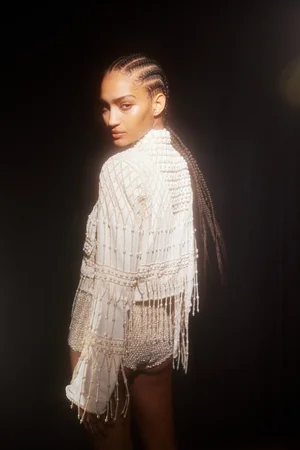 ASYMMETRIC FRINGE JACKET AND SHORTS