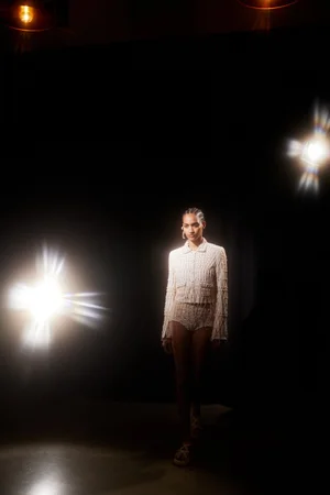 ASYMMETRIC FRINGE JACKET AND SHORTS