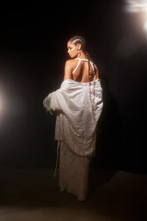 ASYMMETRIC PEARLS DEGRADÉ FRINGE