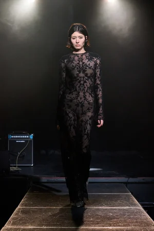 CHANTILLY LACE NOIR SLEEVED DRESS