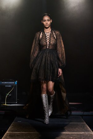 LACE FIL COUPÉ HIGH-LOW DRESS