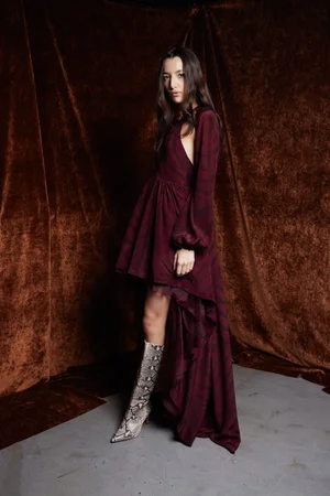 TIE-DYE BORDEAUX DRESS