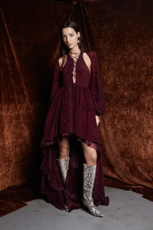 TIE-DYE BORDEAUX DRESS