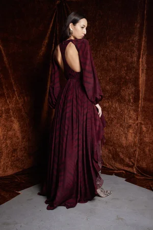 TIE-DYE BORDEAUX DRESS