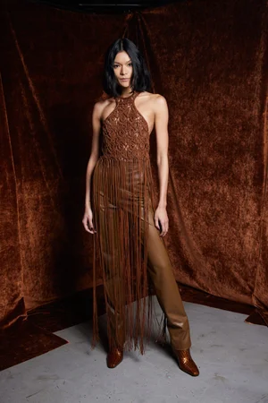 VEGAN LEATHER MACRAMÉ TOP