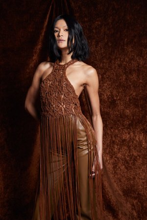 VEGAN LEATHER MACRAMÉ TOP