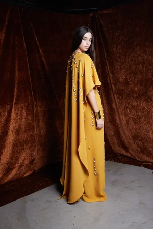 PENDANT MEDALLION OCHRE DRESS AND CAPE