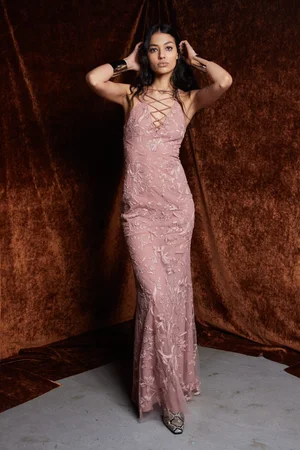 CHANTILLY LACE BLUSH DRESS