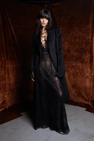 AMOR NOIR LACE DRESS AND ALPACA ANIMALIA COAT