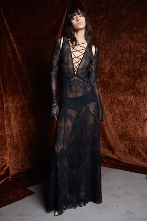 AMOR NOIR LACE DRESS AND ALPACA ANIMALIA COAT