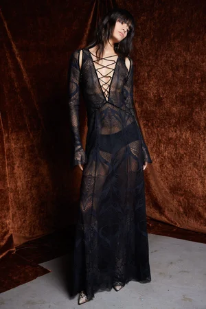 AMOR NOIR LACE DRESS AND ALPACA ANIMALIA COAT
