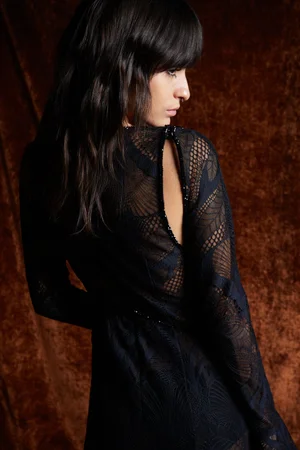 AMOR NOIR LACE DRESS AND ALPACA ANIMALIA COAT