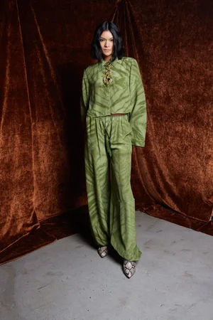 TIE-DYE JADE OLIVE TOP AND TROUSER SET