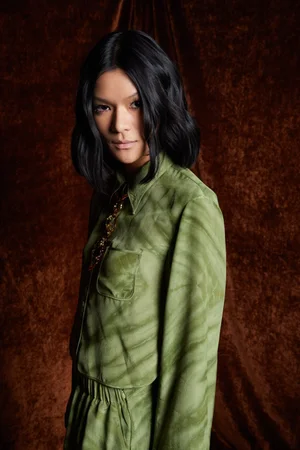 TIE-DYE JADE OLIVE TOP AND TROUSER SET
