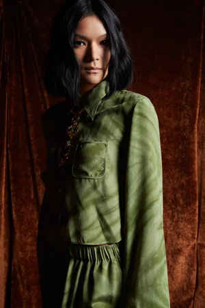 TIE-DYE JADE OLIVE TOP AND TROUSER SET