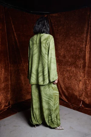 TIE-DYE JADE OLIVE TOP AND TROUSER SET