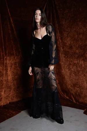 BLACK VELVET AND AMOR LACE SET