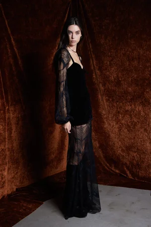 BLACK VELVET AND AMOR LACE SET