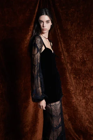BLACK VELVET AND AMOR LACE SET